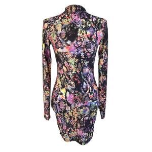 Fashion Nova Multi Color Python Snake Print Bodycon Longsleeve Dress Size XS/S